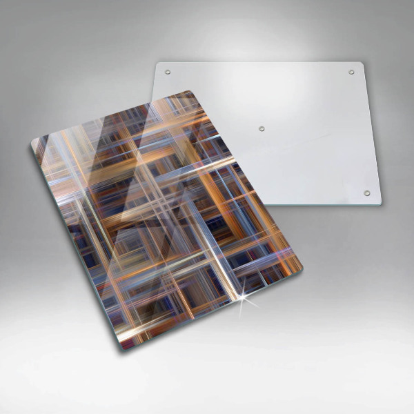 Tábua de corte de vidro com estampa de linhas de pintura abstratas