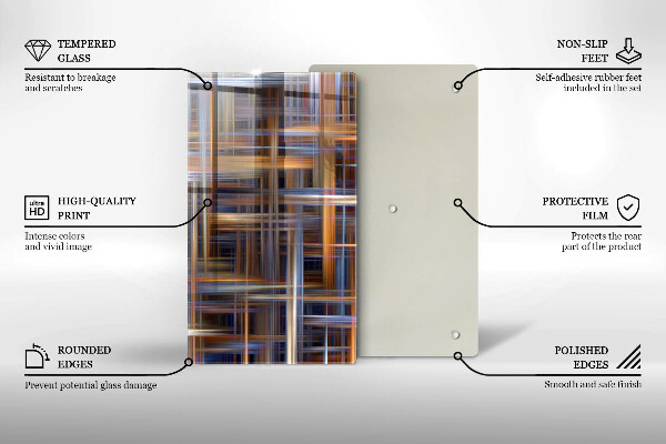 Tábua de corte de vidro Linhas de pintura abstratas