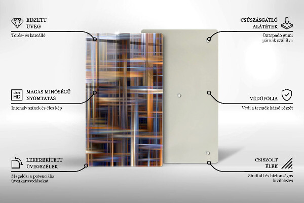Tábua de corte de vidro Linhas de pintura abstratas