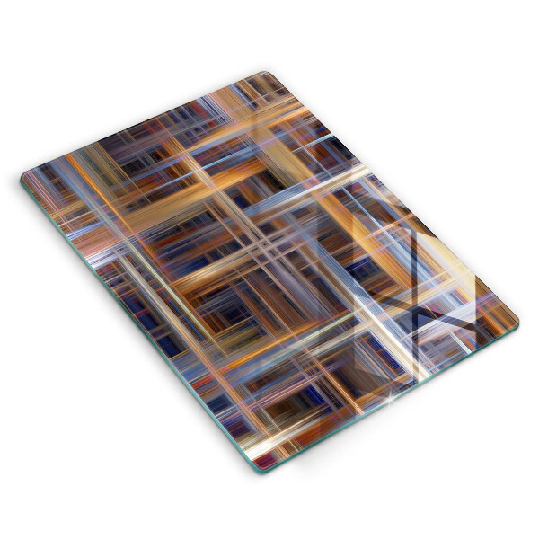 Tábua de corte de vidro com estampa de linhas de pintura abstratas