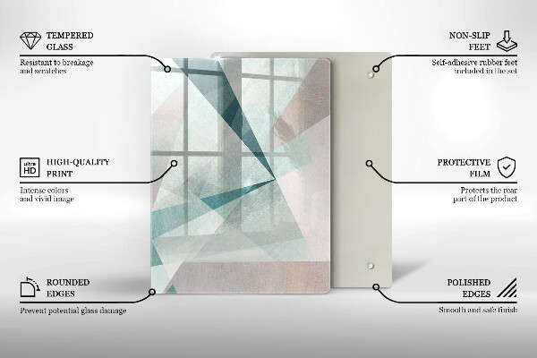 Tábua de corte de vidro com estampa de linhas de pintura abstratas