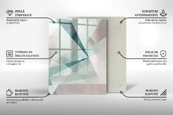Tábua de corte de vidro com estampa de linhas de pintura abstratas