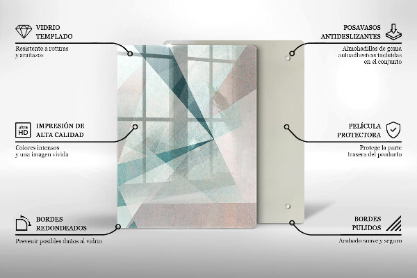 Tábua de corte de vidro com estampa de linhas de pintura abstratas