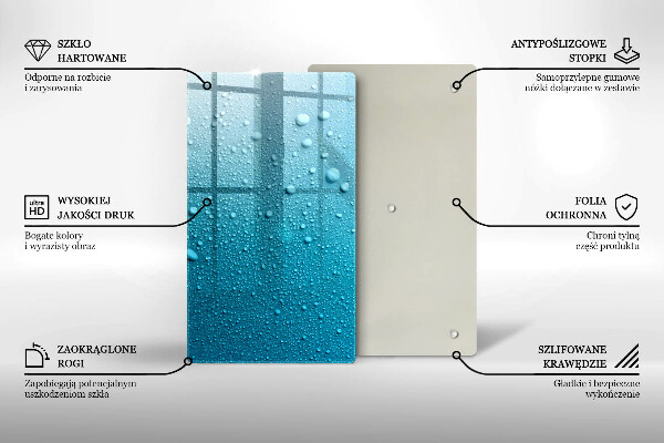 Tábua de corte de vidro Gotas de água