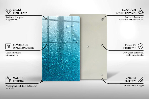 Tábua de corte de vidro com estampa de gotas de água
