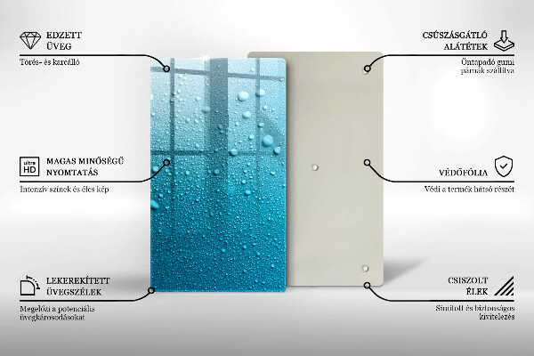 Tábua de corte de vidro Gotas de água