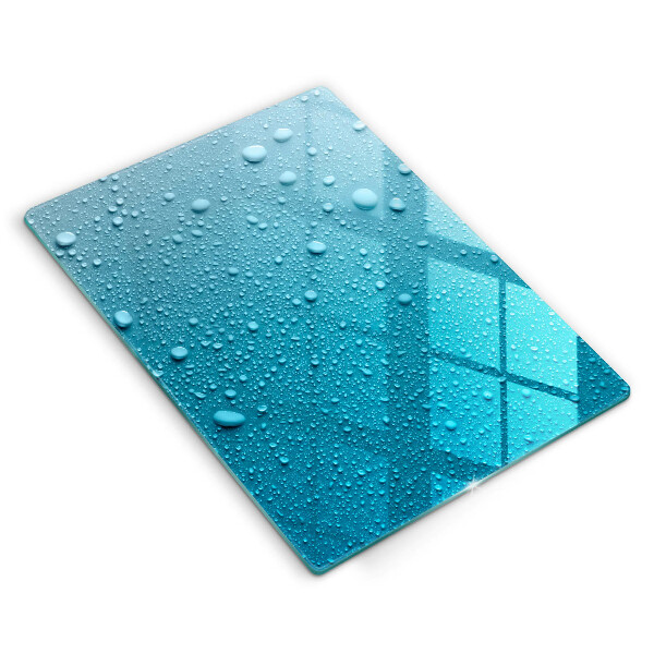Tábua de corte de vidro com estampa de gotas de água