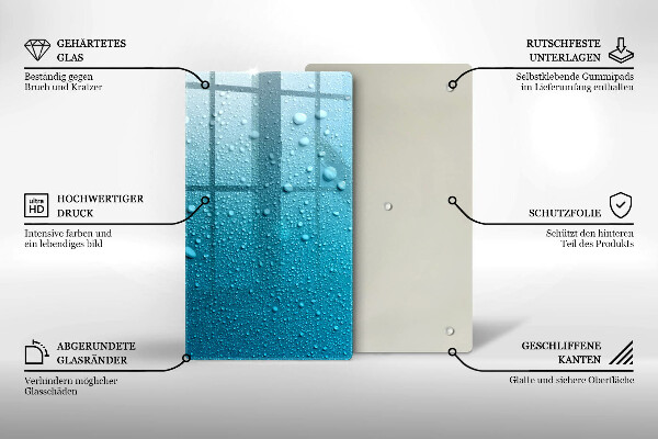 Tábua de corte de vidro Gotas de água