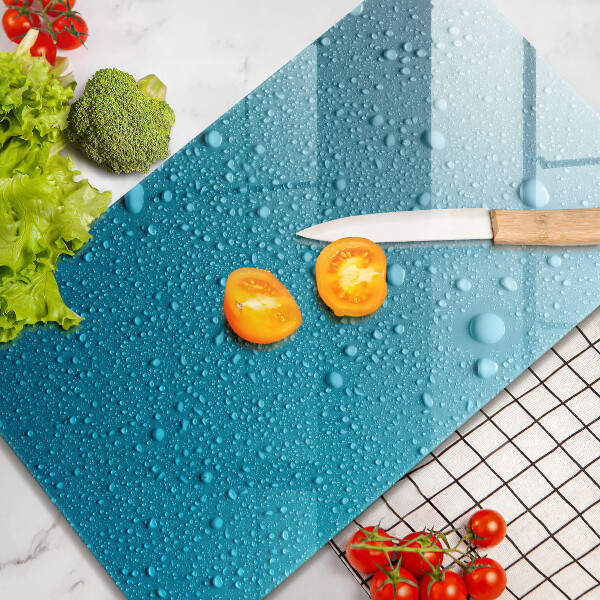 Tábua de corte de vidro com estampa de gotas de água