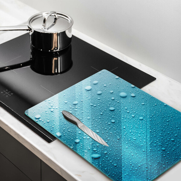 Tábua de corte de vidro com estampa de gotas de água