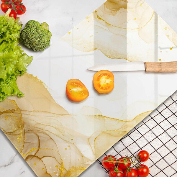 Tábua de cozinha com estampa de abstração dourada