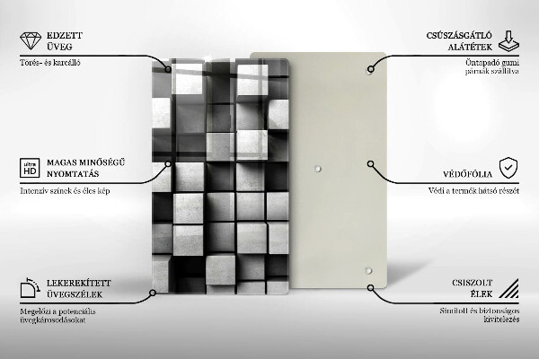 Tábua cozinha Quadrados 3D abstratos