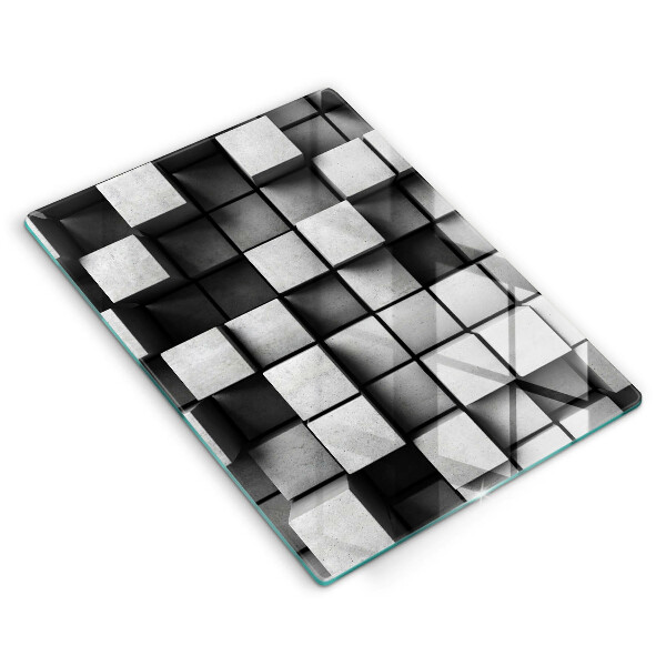 Tábua de cozinha com estampa de quadrados 3D abstratos