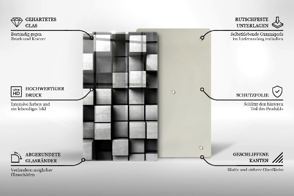 Tábua cozinha Quadrados 3D abstratos
