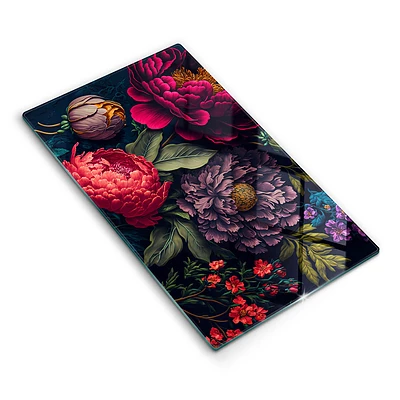 Tábua de corte de vidro decorada flores