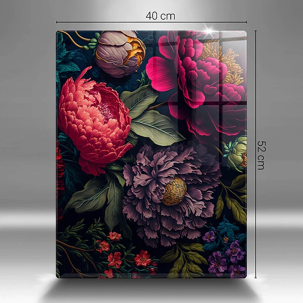 Tábua de corte de vidro decorada flores