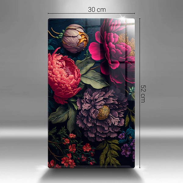 Tábua de corte de vidro decorada flores