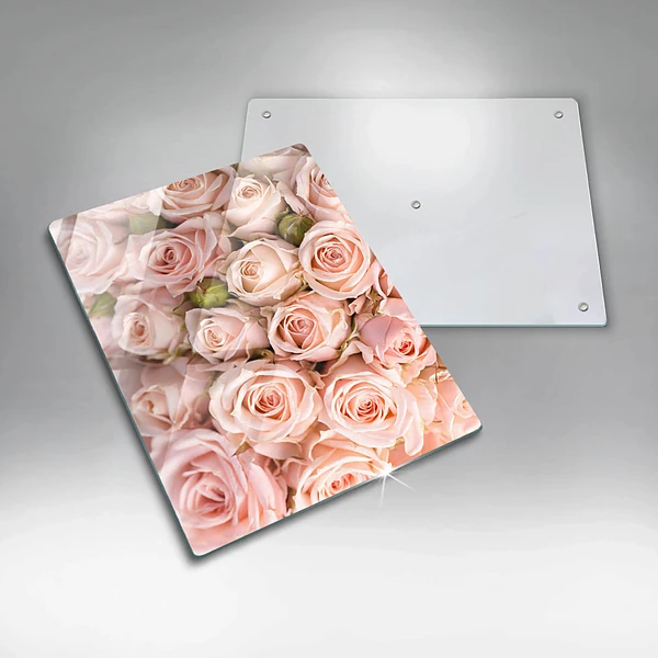 Tábua de corte com estampa de buquê de rosas delicadas