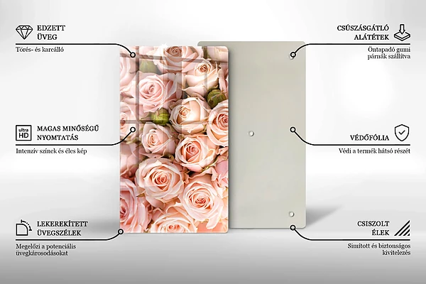 Tábua de corte com estampa de buquê de rosas delicadas