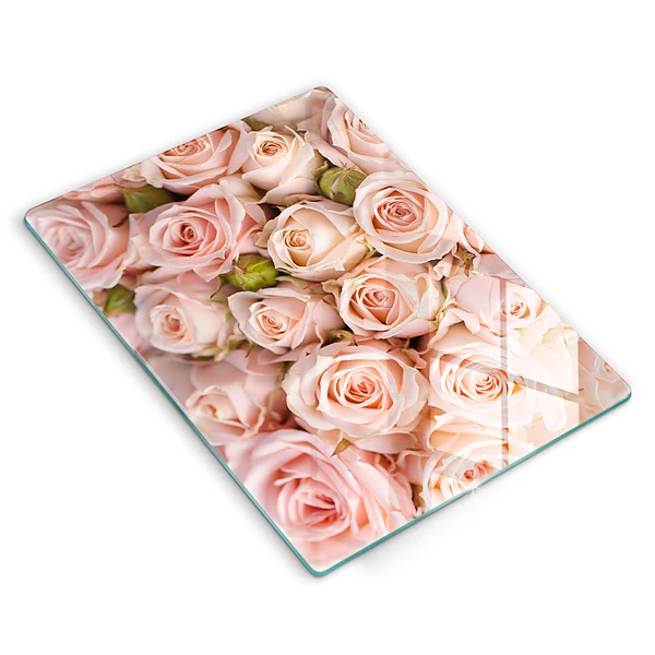 Tábua de corte com estampa de buquê de rosas delicadas