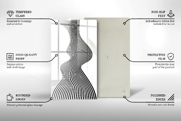 Tábua de corte com estampa abstração linear