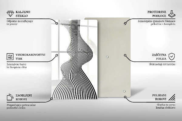 Tábua de corte com estampa abstração linear