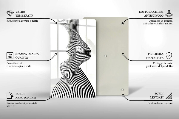 Tábua de corte com estampa abstração linear