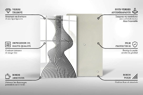 Tábua de corte com estampa abstração linear