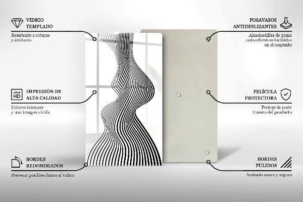 Tábua de corte com estampa abstração linear