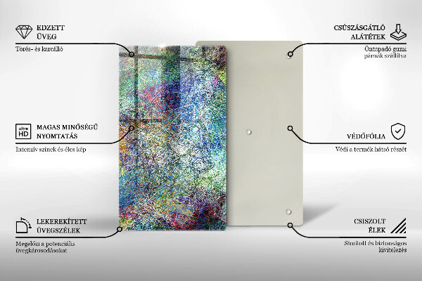 Tábua de vidro Abstração de linhas coloridas