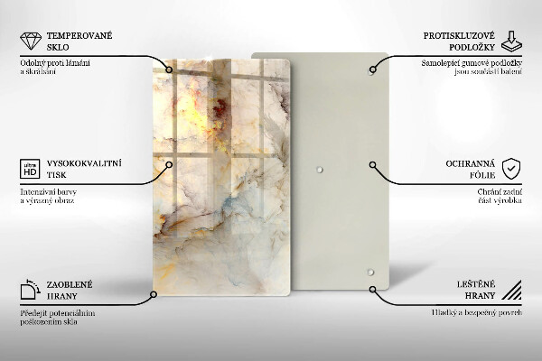 Tábua de vidro Textura de mármore com ouro