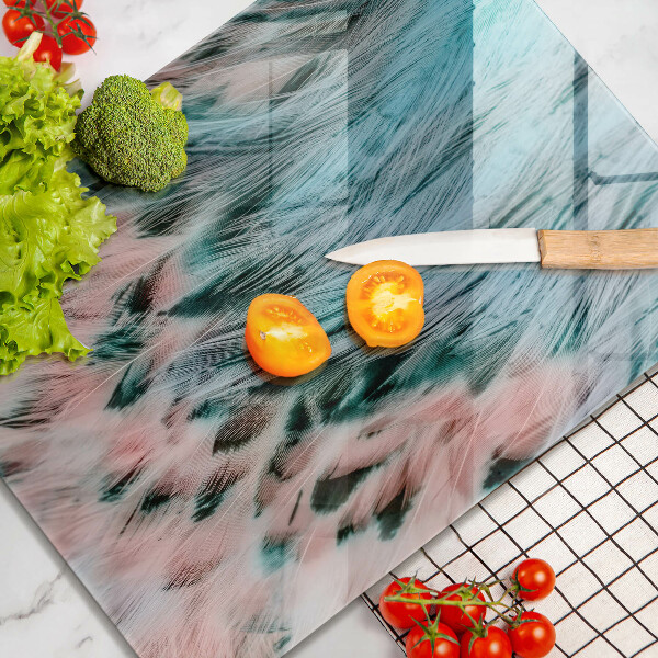 Tábua de cozinha com estampa boho de penas de pássaros