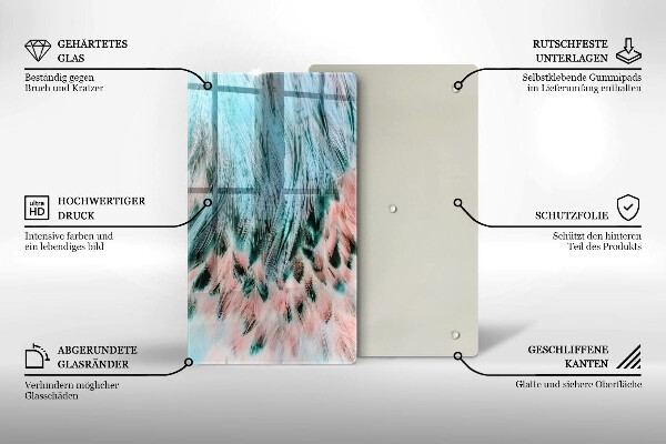 Tábua para cozinha penas de pássaros boho