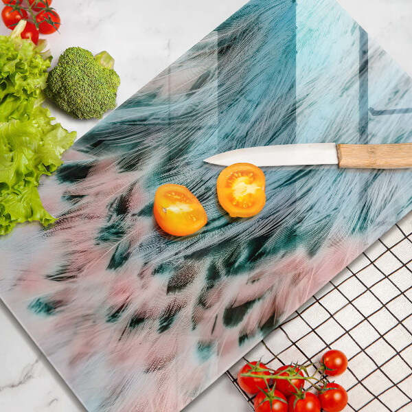 Tábua de cozinha com estampa boho de penas de pássaros