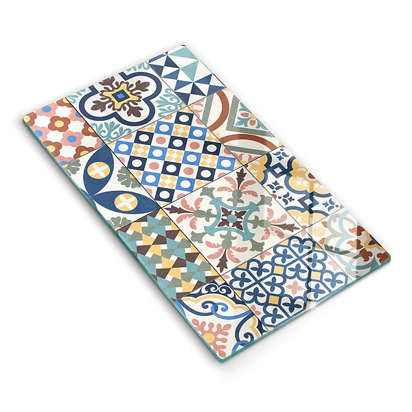 Tábua para corte com estampa de azulejos decorativos