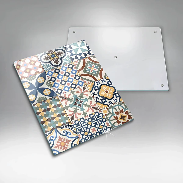 Tábua para corte com estampa de azulejos decorativos