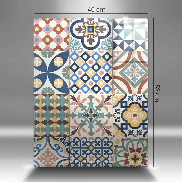 Tábua para corte com estampa de azulejos decorativos