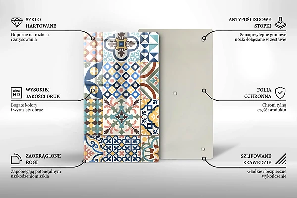 Tábua para corte com estampa de azulejos decorativos