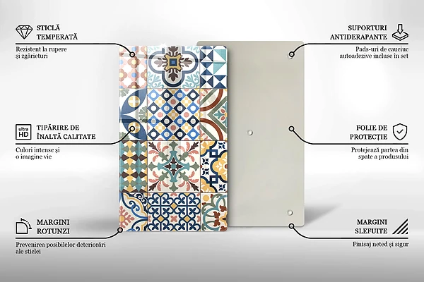 Tábua para corte com estampa de azulejos decorativos