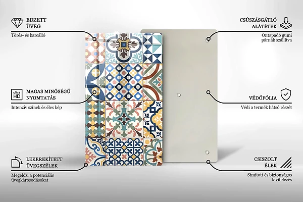 Tábua para corte com estampa de azulejos decorativos