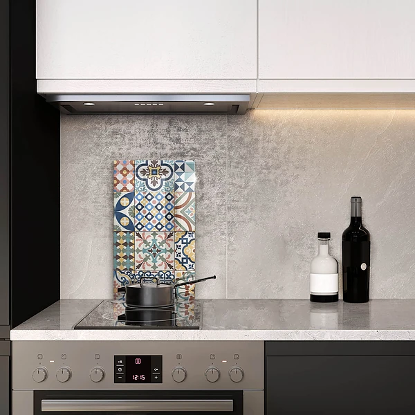 Tábua para corte com estampa de azulejos decorativos