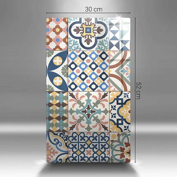 Tábua para corte com estampa de azulejos decorativos
