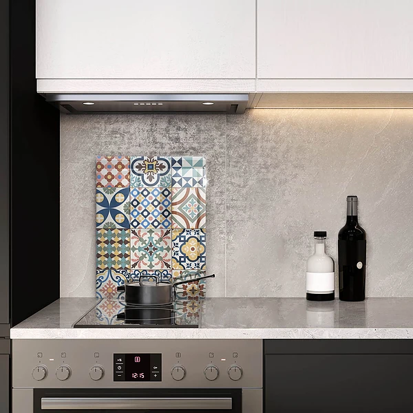 Tábua para corte com estampa de azulejos decorativos
