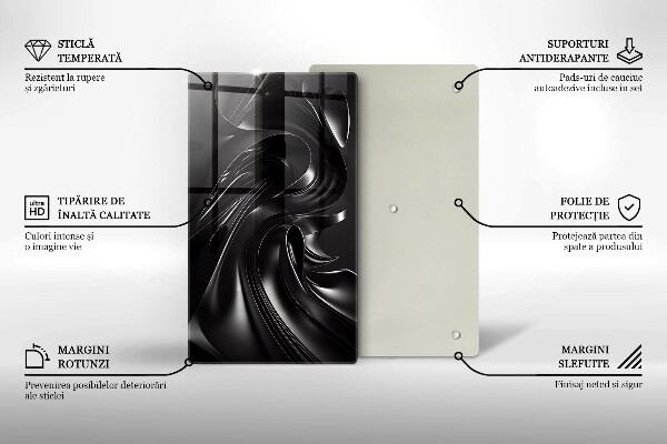 Tábua de corte de vidro Abstração massa negra