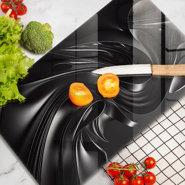 Tábua de corte de vidro Abstração massa negra