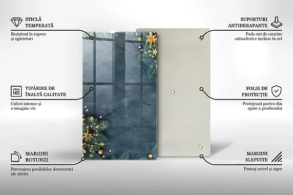 Tábua de vidro para decoração de Natal