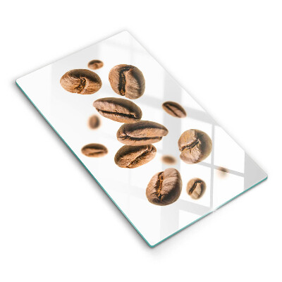 Tábua de corte de vidro com estampa de grãos de café