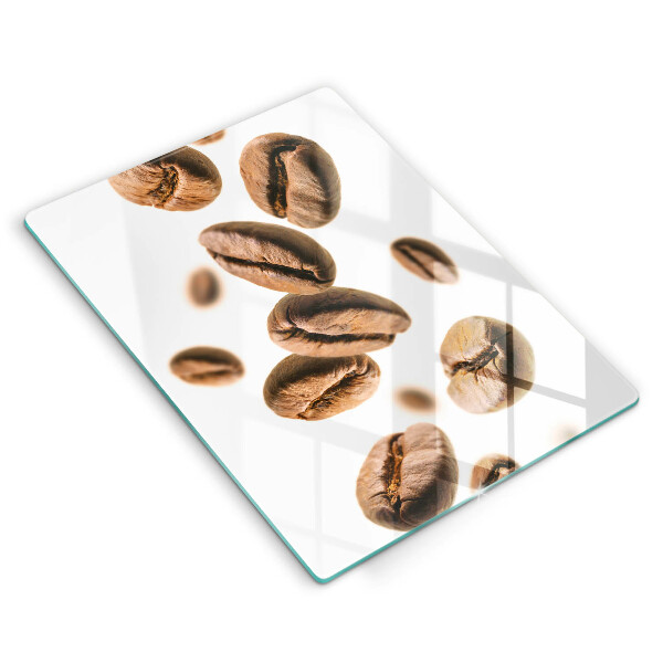 Tábua de corte de vidro com estampa de grãos de café