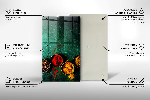 Tábua de cortar de vidro Especiarias orientais