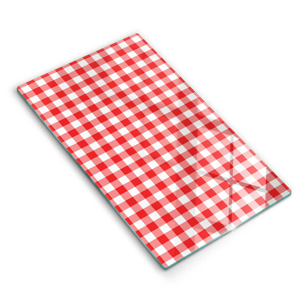 Tábua de cozinha com estampa xadrez vermelho e branco
